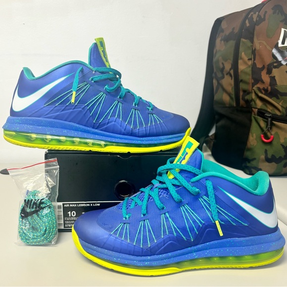 VNDS - Nike Air Max LeBron X (10) Low 'Sprite' - Size 9.5 Men's - Picture 1 of 9
